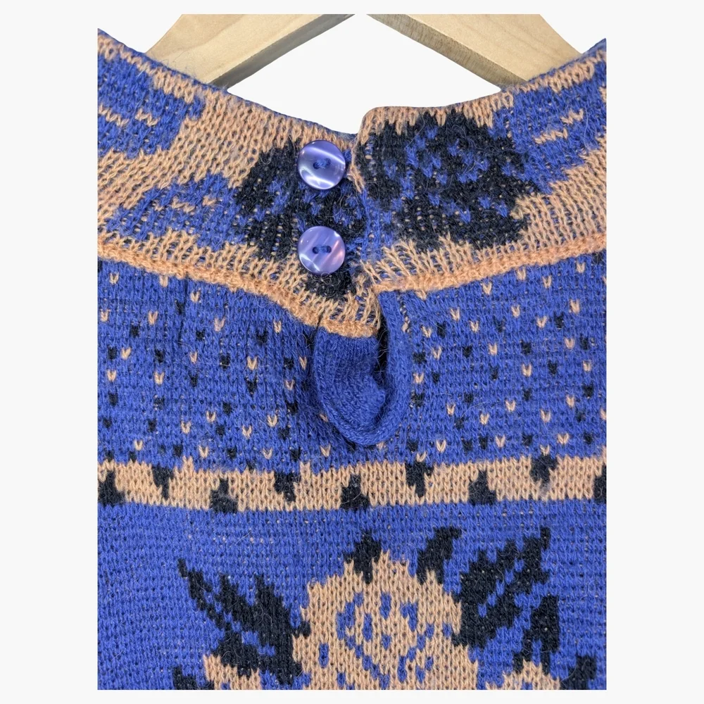 Vintage Floral Knit Sweater | Mock Neck | Women's Medium - Picture 4 of 5
